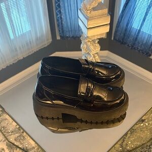 Glossy Black Platform Loafers